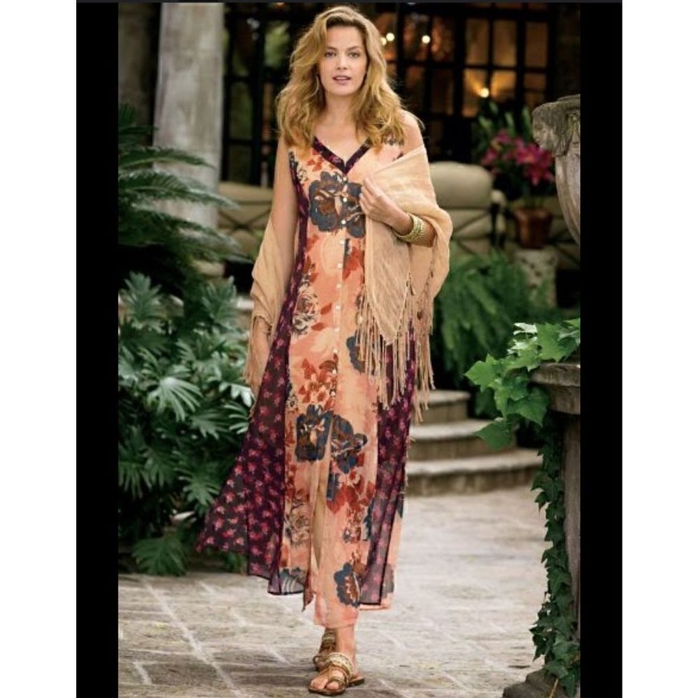 Soft Surroundings XL new with out tag floral mystique print slip maxi dress